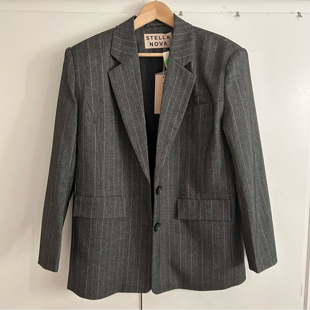 Stella Nova Anthro Grey Pinstripe Blazer Jacket NWT perfect condition